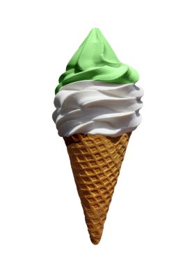 Dondurma külahı ve şam fıstığı beyaza izole edilmiş.