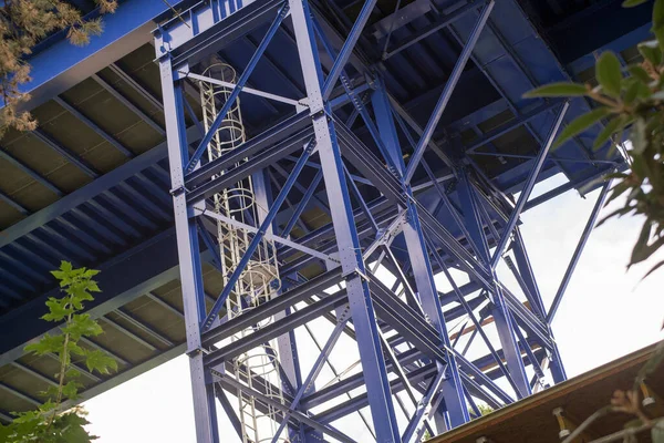 Bridge Pylon Blue Painted Steel Structure — Stock Photo, Image