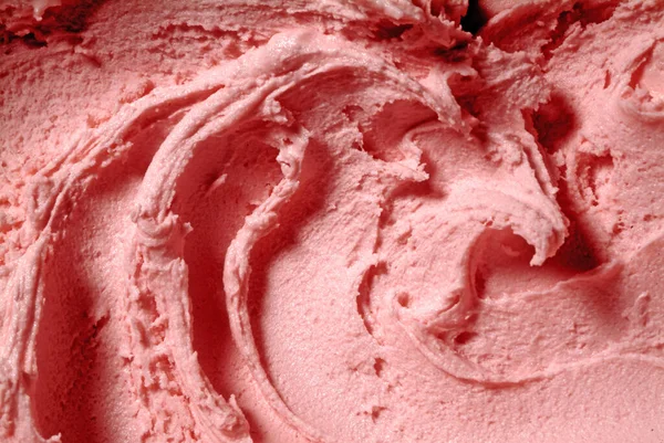 Strawberry Flavored Ice Cream Detail Soft Creamy Surface — Stockfoto