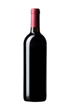 red wine bottle without label, isolated on white background without shadows