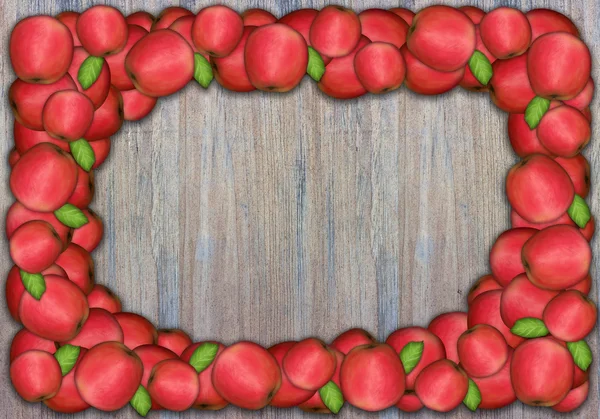 Apfelrahmen an Holzwand zum Dank — Stockfoto
