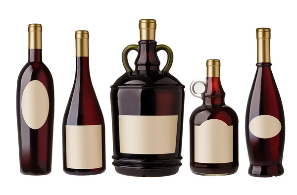 Botellas de vino con etiquetas —  Fotos de Stock