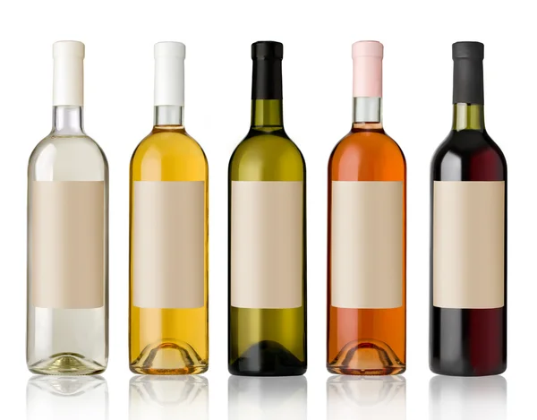 Set di bottiglie di vino . Foto Stock