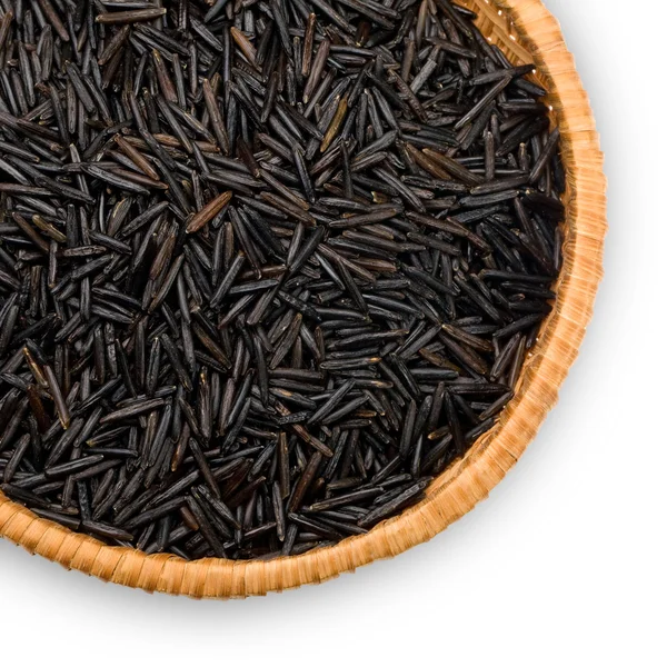 Тарелка с диким черным рисом — стоковое фото
