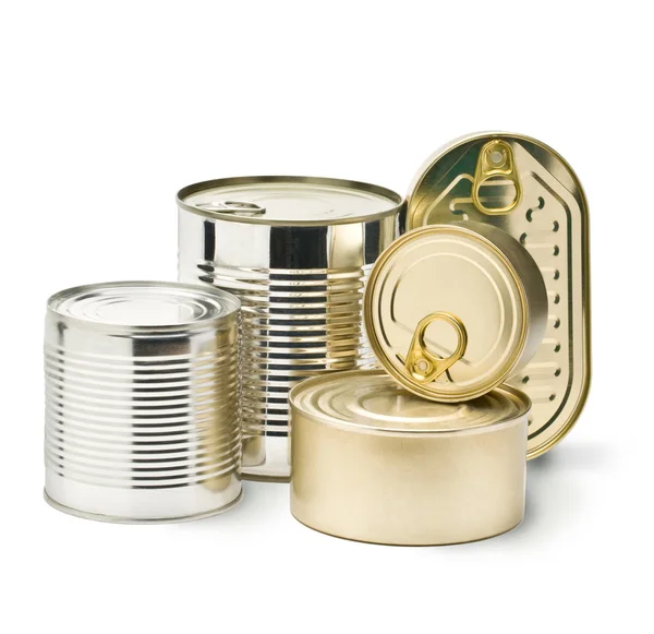 Metal tin cans Royalty Free Stock Photos