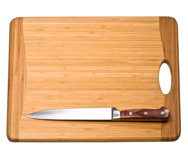 Μαχαίρι κουζίνας σε ένα ξύλο κοπής — Φωτογραφία Αρχείου