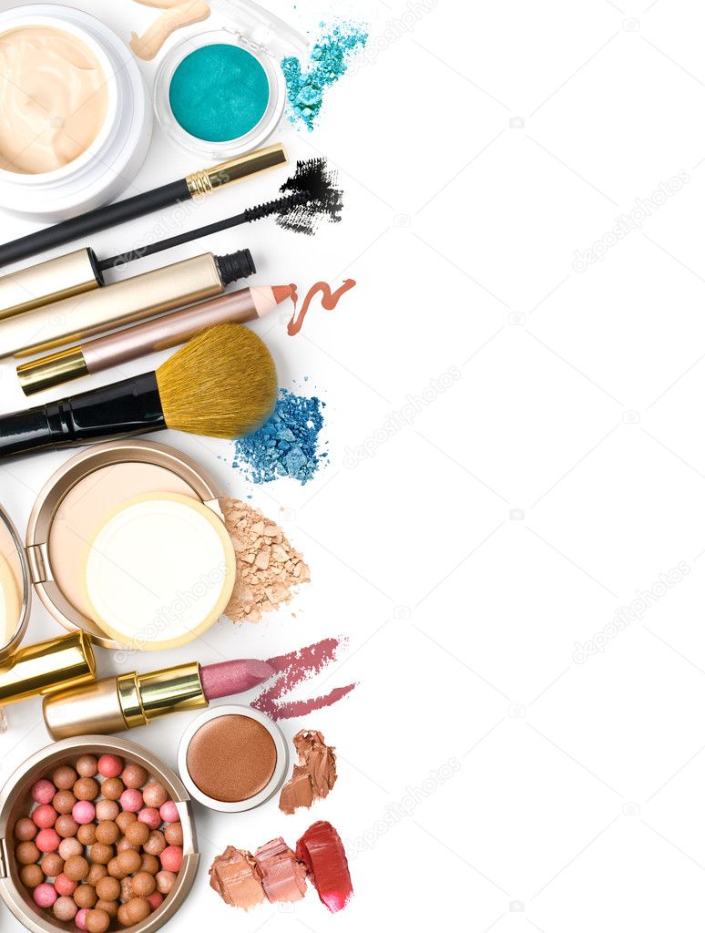 makeup brush and cosmetics,