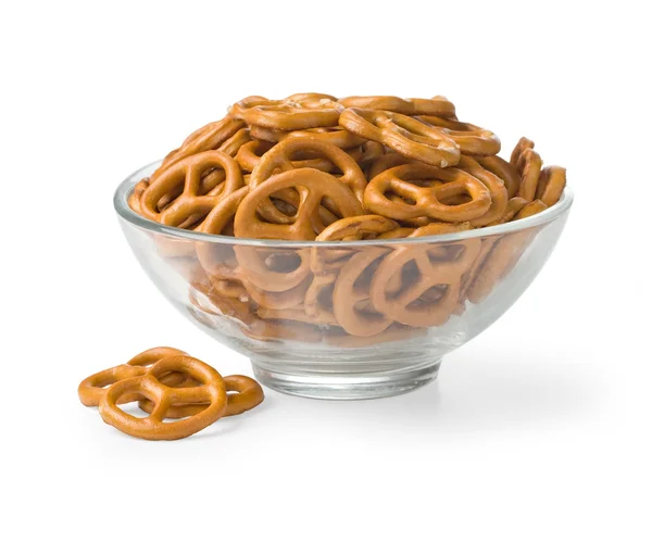 Bowl with baked pretzels — Stock Photo, Image