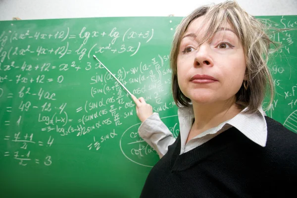 Teacher hands chalk — Stock Photo, Image