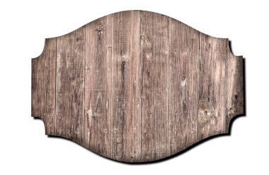 kırpma yolu olan beyaz bir arkaplanda boş tahta tabela