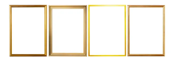 Golden Photo Frame Isolated White Size — Stock Photo, Image