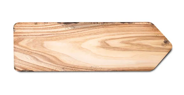 Zbliżenie Pustego Drewnianego Znaku Białym Tle Ścieżką Wycinania — Zdjęcie stockowe