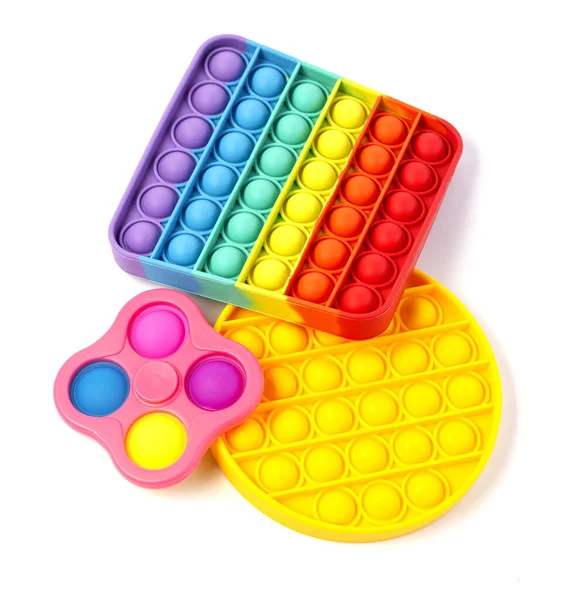 Pop Simple Dimple Silicone Sensory Stress Fidget Toy Colorful Rainbow — Stock Photo, Image