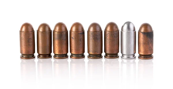 Old 5Mm Bullets Silver Bullet Isolated White — Stock Photo, Image