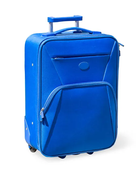 Blaue Koffer Isoliert Auf Weiß Mit Clip Pfad — Stockfoto