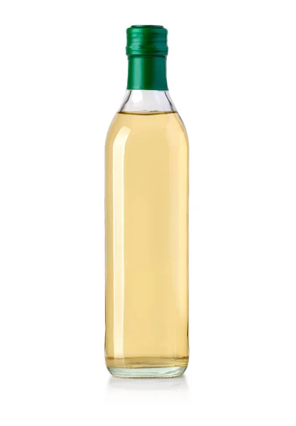 Botella Vidrio Aceite Aislado Blanco Con Camino Recorte — Foto de Stock