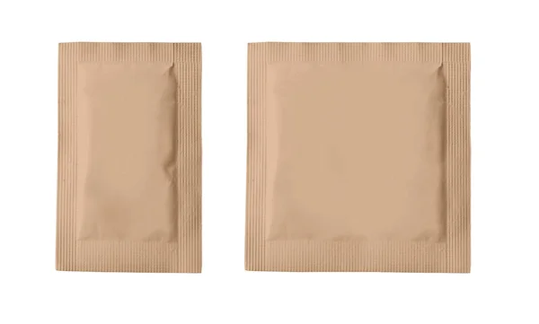 Papier Blanco Verpakking Folie Sachet Geïsoleerd Witte Achtergrond — Stockfoto
