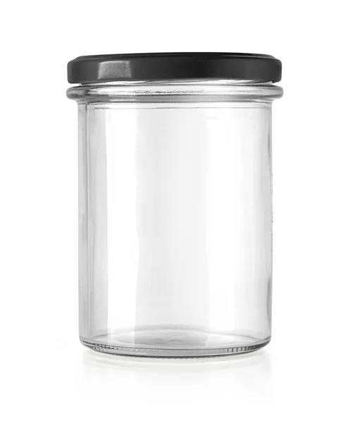 Empty Glass Jar Isolated White Clipping Path — Stock Photo, Image