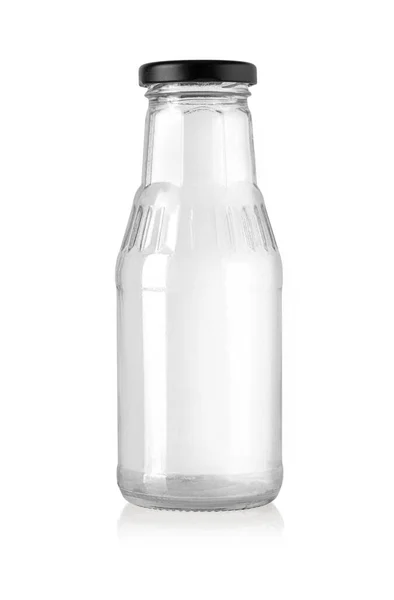 Garrafa Vidro Vazia Isolada Branco Com Caminho Recorte — Fotografia de Stock