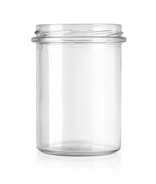 Lege Glazen Pot Geïsoleerd Wit Met Knippad — Stockfoto