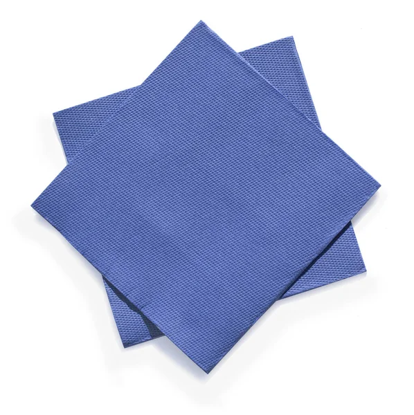 Blue Napkin White Isolated Clipping Path — Stock Photo, Image