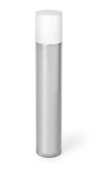 Серый Флакон Косметики Спрей Дезодорант Освежитель Воздуха Изолированы Белом Вырезкой — стоковое фото
