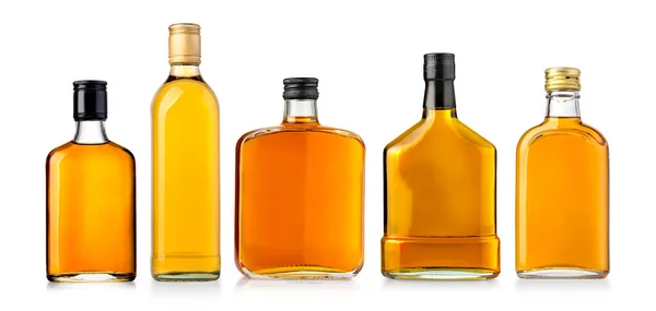 Whisky Plano Botella Aislada Sobre Fondo Blanco —  Fotos de Stock
