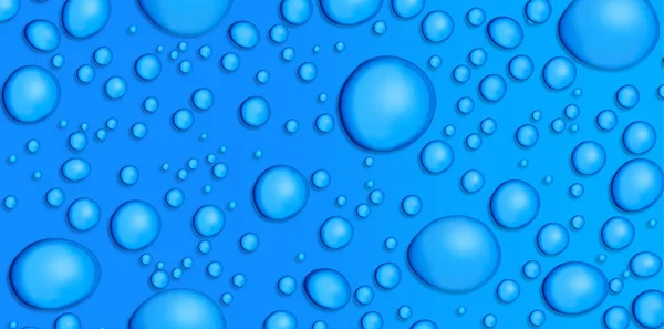 Gotas Água Grandes Pequenas Vistas Cima Fundo Azul — Fotografia de Stock