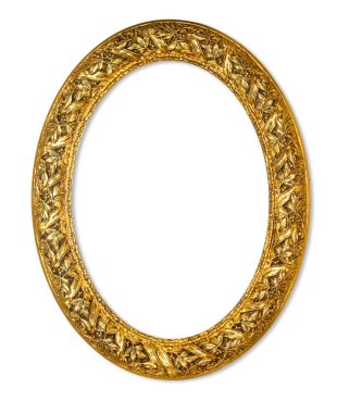 İzole kırpma yolu beyaz zemin üzerine altın vintage çerçeve