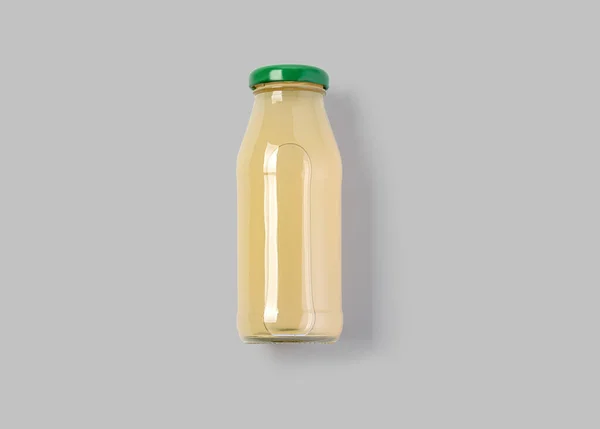 Eine Flasche Mit Leckerem Getränk Auf Grauem Hintergrund Draufsicht Mit — Stockfoto