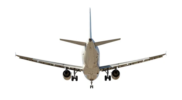 飞机双喷气式发动机 在白色背景下隔离飞行 这是快捷方式 — 图库照片