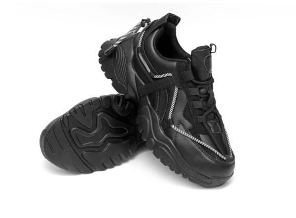 Пара Стильного Чорного Спортивного Взуття Ізольовані Білому Тлі — стокове фото