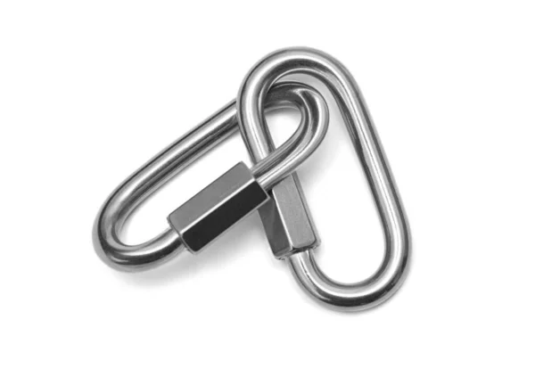 Crochet Karabiner Acier Inoxydable Avec Serrure Torsion Isolé Sur Blanc — Photo