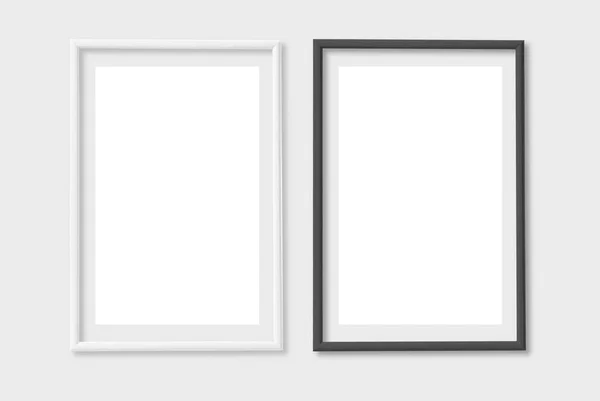 Photo Black Blank White Picture Frame Κρέμεται Έναν Τοίχο Από — Φωτογραφία Αρχείου