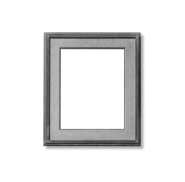 Kırpma yolu ile beyaz arkaplanda izole edilmiş gri ahşap çerçeve