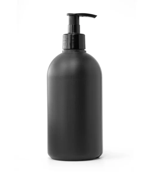 Realistic Black Bottle Liquid Soap Cosmetic Bottle Cream Shampoo Oil — Stock Photo, Image