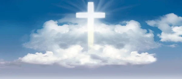 耶稣基督的十字架十字架 蓝天背景 复活节的概念 — 图库照片