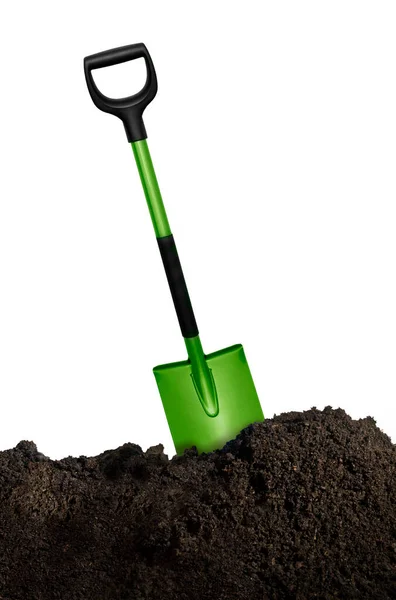 Pile Soil Shovel Isolated White Background — Stock Photo, Image