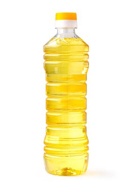 Yağ şişesi kırpma yolu ile beyaz arkaplanda izole