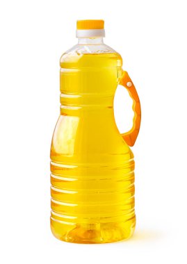 Yağ şişesi kırpma yolu ile beyaz arkaplanda izole
