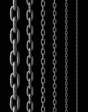  Paslanmaz zincir siyah arkaplanda izole edildi,