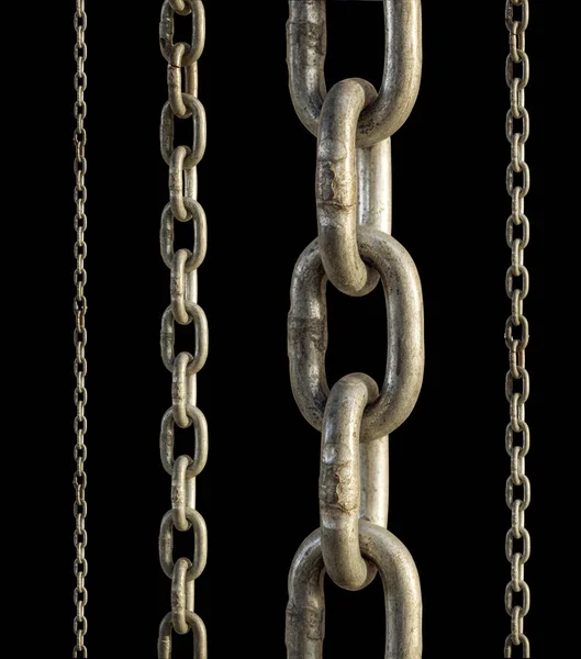 Set Metal Chain Isolated Black — ストック写真