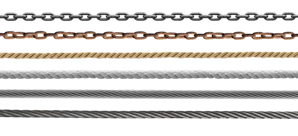 Steel Cable Rope Metal Chain Isolated White Background — Stockfoto