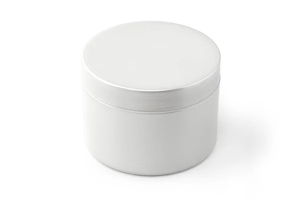 Cream Gel Powder Light Gray White Open Empty Jar Can — стокове фото