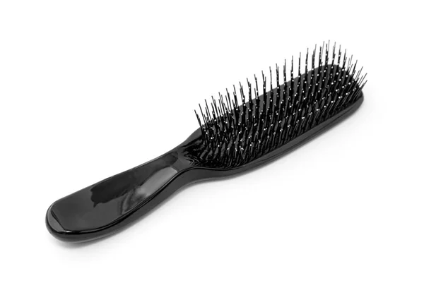 Hair Brush Black Handle Isolated White — Stock Photo, Image
