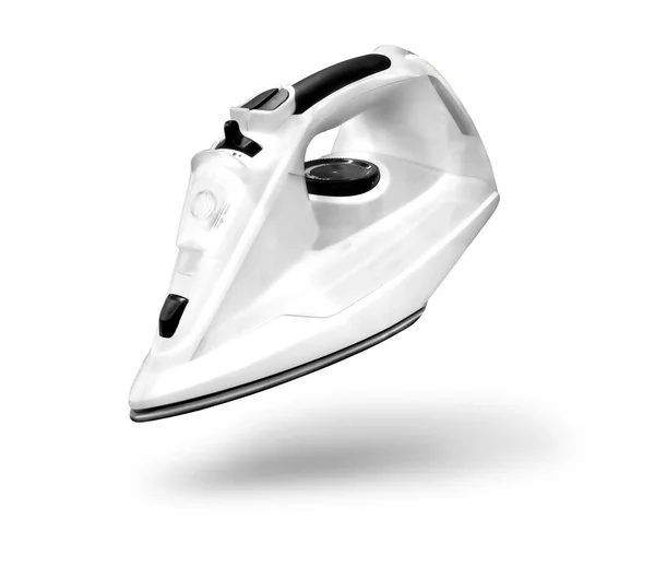 Steam Iron Laid White Background Gray Cordless Type Clipping Path — Stock Photo, Image