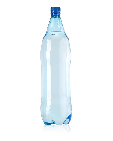 Botella Plástico Azul Con Agua Aislada Blanco Con Camino Recorte —  Fotos de Stock
