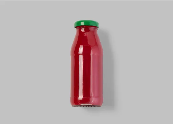 Jedna Butelka Smacznym Napojem Tle Koloru Widok Góry Ścieżką Wycinania — Zdjęcie stockowe