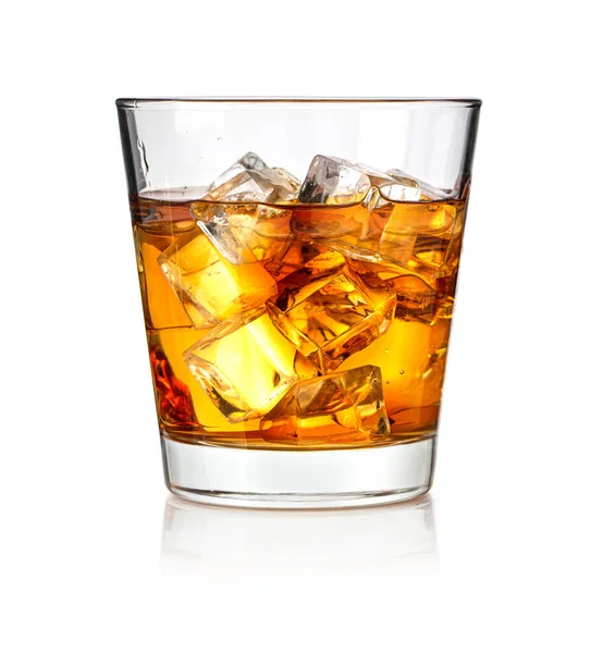 Whiskey Glass Isolated White Reflection Clipping Path — Stock Photo, Image