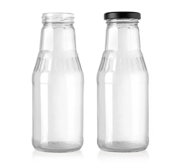 Satz Leere Glasflaschen Isoliert Auf Weiß Mit Clipping Pfad — Stockfoto